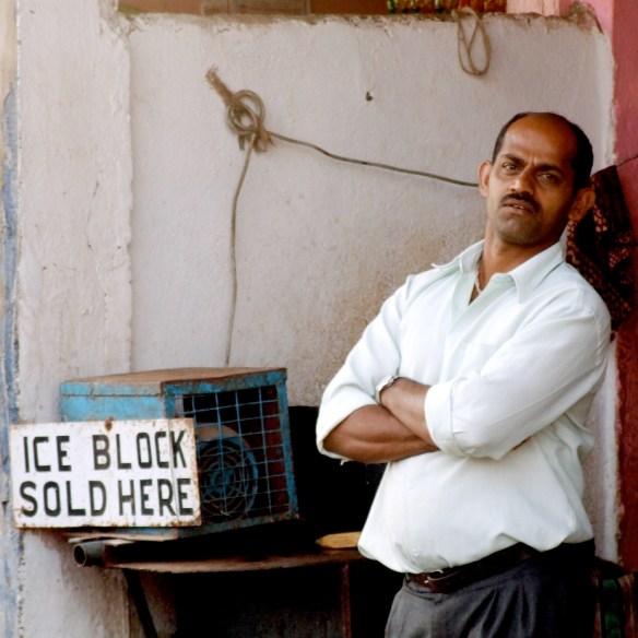 Placerad vid isskåpet